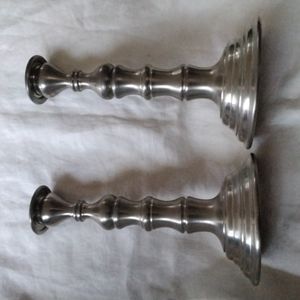 9” Pewter Candlestick Holders, set of 2